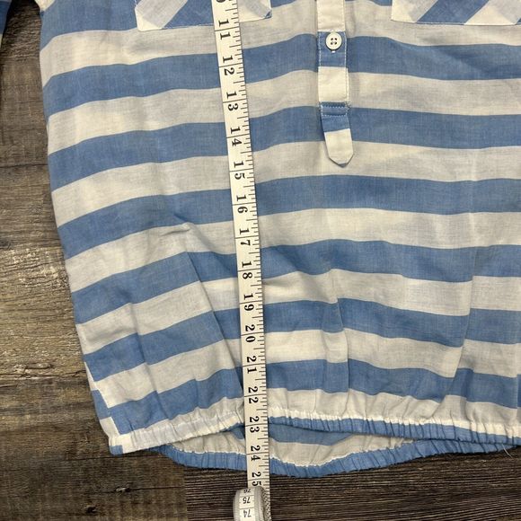FIG Blue & White Women's Blouse Elastic Hem w Roll-up Tabs Size Medium - Picture 9 of 9